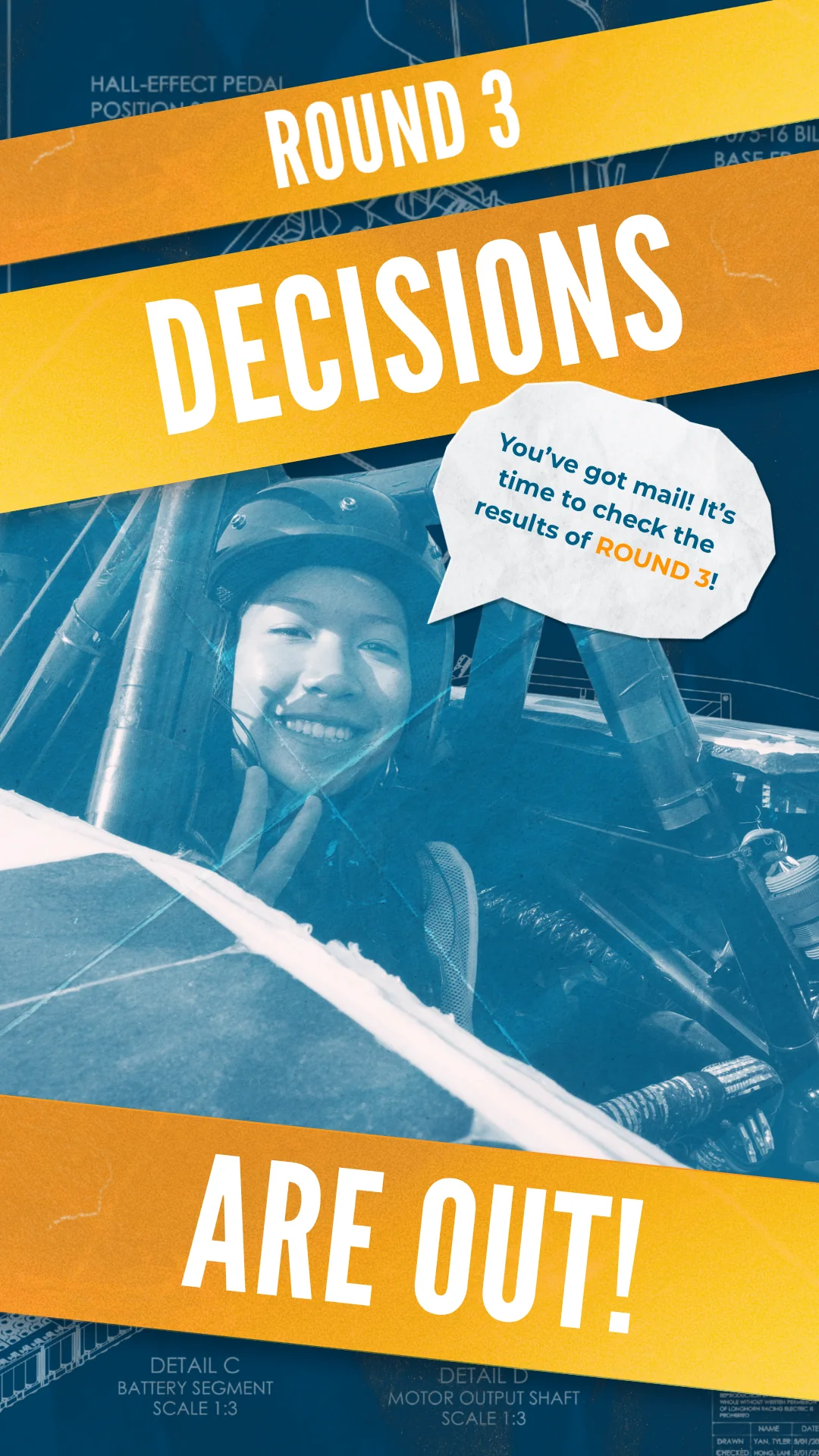 Round 1 decisions story post, variant